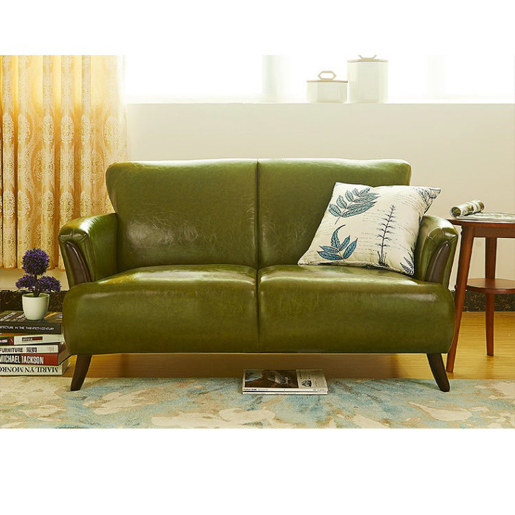 Sleek Solid Wood Sofa with Faux Leather & Cotton Fabric - Available in Black, Brown, Beige, Natural, Red, Green, Light Blue hxcyj-1330