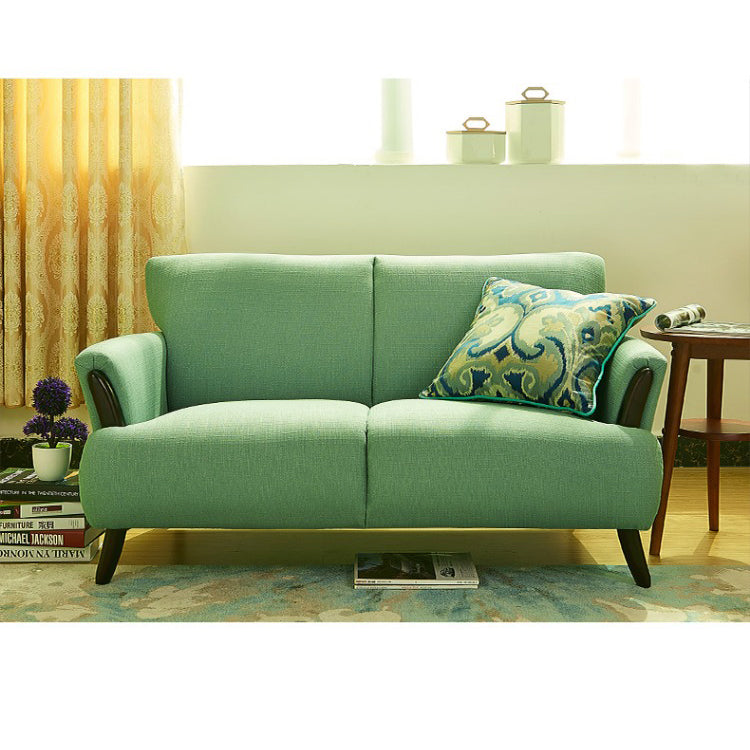 Sleek Solid Wood Sofa with Faux Leather & Cotton Fabric - Available in Black, Brown, Beige, Natural, Red, Green, Light Blue hxcyj-1330