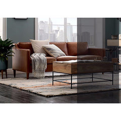 Solid Wood Faux Leather Sofa in Camel, Blue, Black, and Green - Stylish & Durable hxcyj-1332