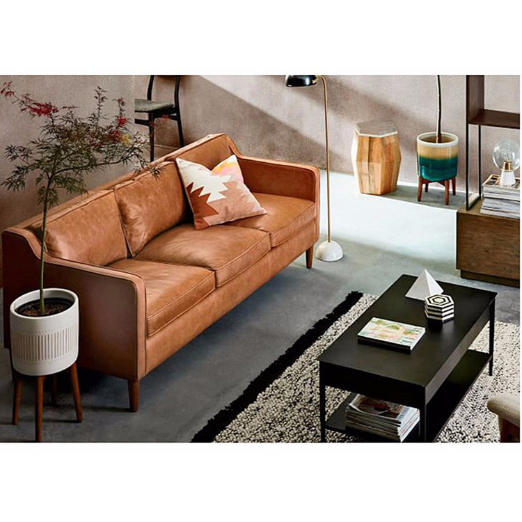 Solid Wood Faux Leather Sofa in Camel, Blue, Black, and Green - Stylish & Durable hxcyj-1332