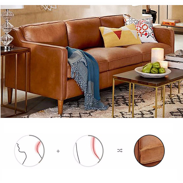 Solid Wood Faux Leather Sofa in Camel, Blue, Black, and Green - Stylish & Durable hxcyj-1332