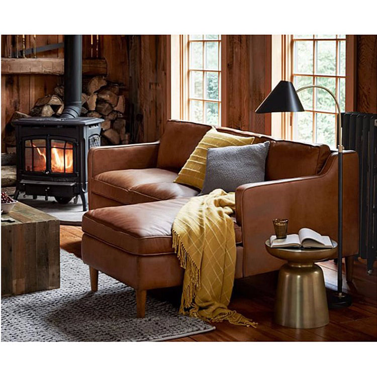 Solid Wood Faux Leather Sofa in Camel, Blue, Black, and Green - Stylish & Durable hxcyj-1332