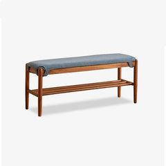 Handcrafted Green Stool in Natural Wood with Cotton Linen Upholstery - Multiple Color Options Available hykmq-744