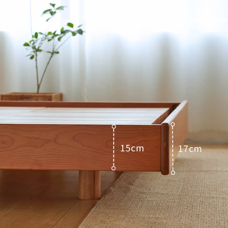 Stunning Cherry Wood Bed Frame - Natural Wood Finish for Elegant Bedroom Decor hykmq-773