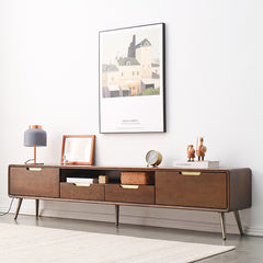 Elegant Brown Cherry Solid Wood TV Cabinet - Timeless Design for Any Living Room hym-1533
