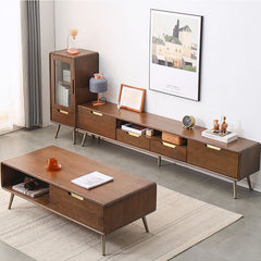Elegant Brown Cherry Solid Wood TV Cabinet - Timeless Design for Any Living Room hym-1533