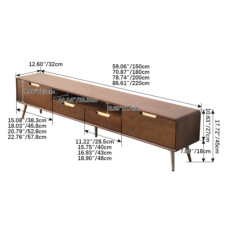 Elegant Brown Cherry Solid Wood TV Cabinet - Timeless Design for Any Living Room hym-1533