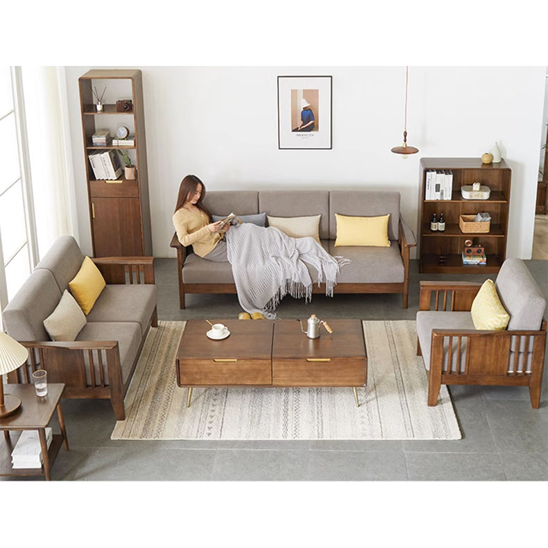 Stylish Light Brown Grey Chenille Sofa for Modern Living Rooms hym-1540