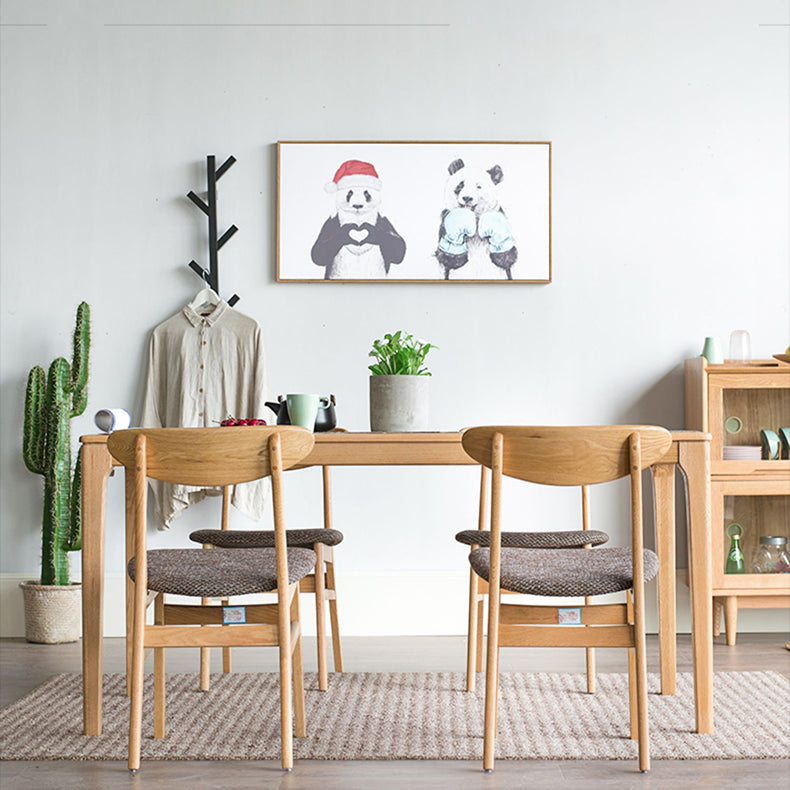 Elegant Brown Oak Wood Chair with Cotton and Linen Upholstery hym-1541