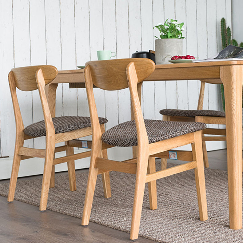 Elegant Brown Oak Wood Chair with Cotton and Linen Upholstery hym-1541