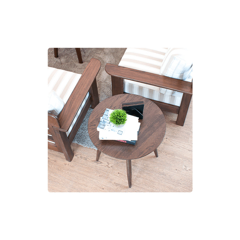 Elegant Brown Oak Wood Tea Table - Natural Finish, Perfect for Any Room hym-485