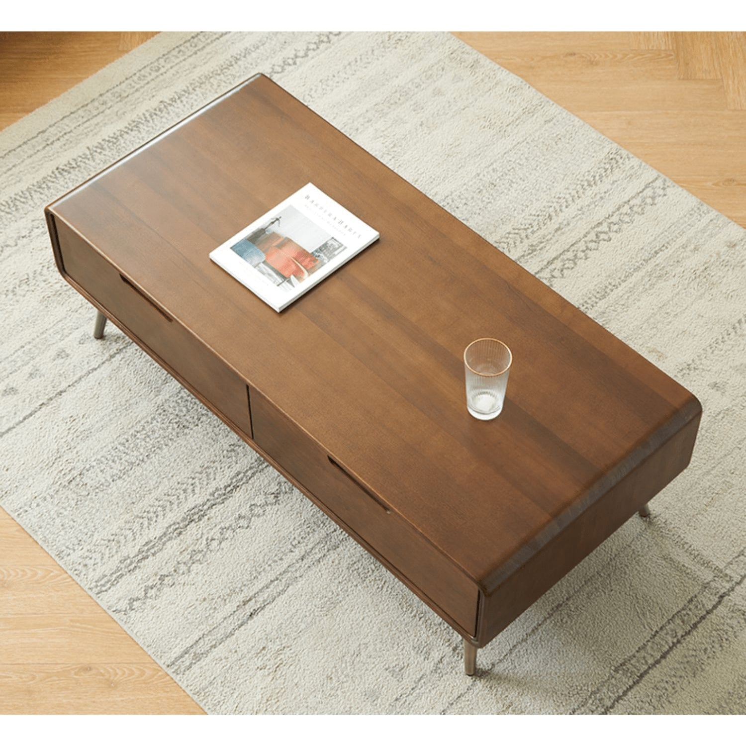 Elegant Brown Tung Wood Tea Table with Metal Accents hym-490