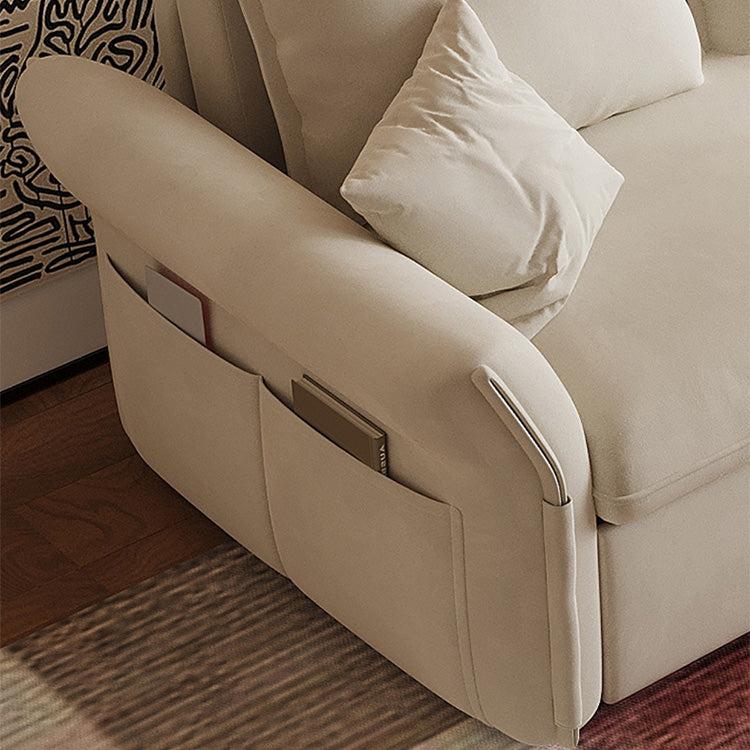 Elegant Beige & Light Gray Sofa with Pink & Blue Accents, Comfortable Dark Brown Faux Leather & Cotton Blend hyt-1424