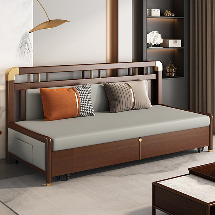 Modern Solid Wood Sofa with Yellow, Light Gray, Dark Brown, Orange, Green, and Blue Faux Leather hyt-1431