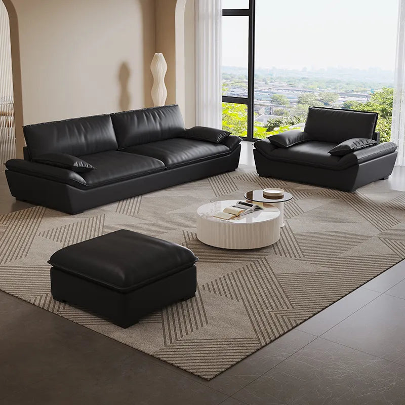Sofa Black Synthetic leather Down Pine Stuffing cotton hzmkj-5950