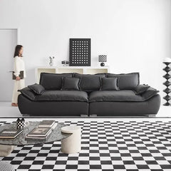 Sofa Black Synthetic leather Down Solid wood Stuffing cotton Techno Fabric hzmkj-5952