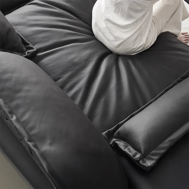 Sofa Black Synthetic leather Down Solid wood Stuffing cotton Techno Fabric hzmkj-5952