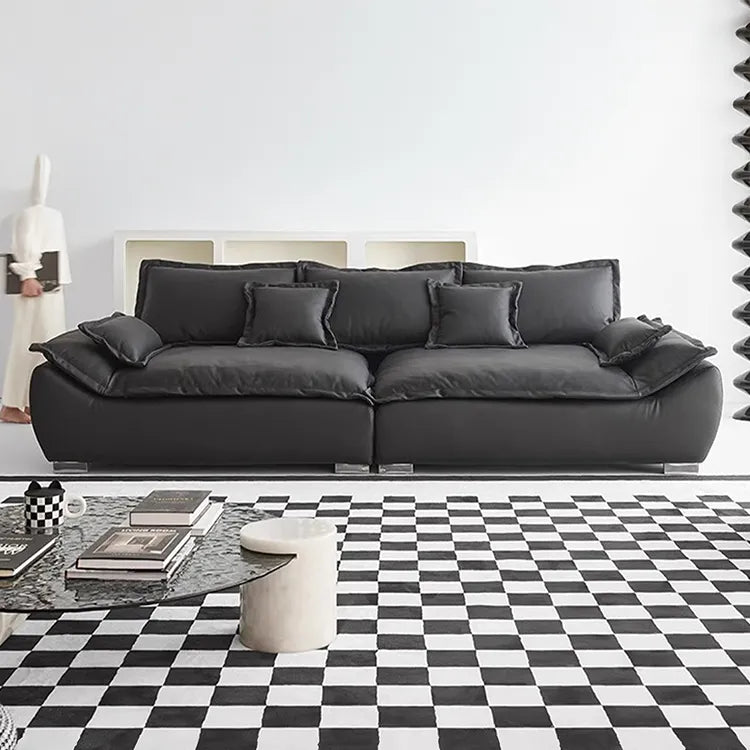 Sofa Black Synthetic leather Down Solid wood Stuffing cotton Techno Fabric hzmkj-5952