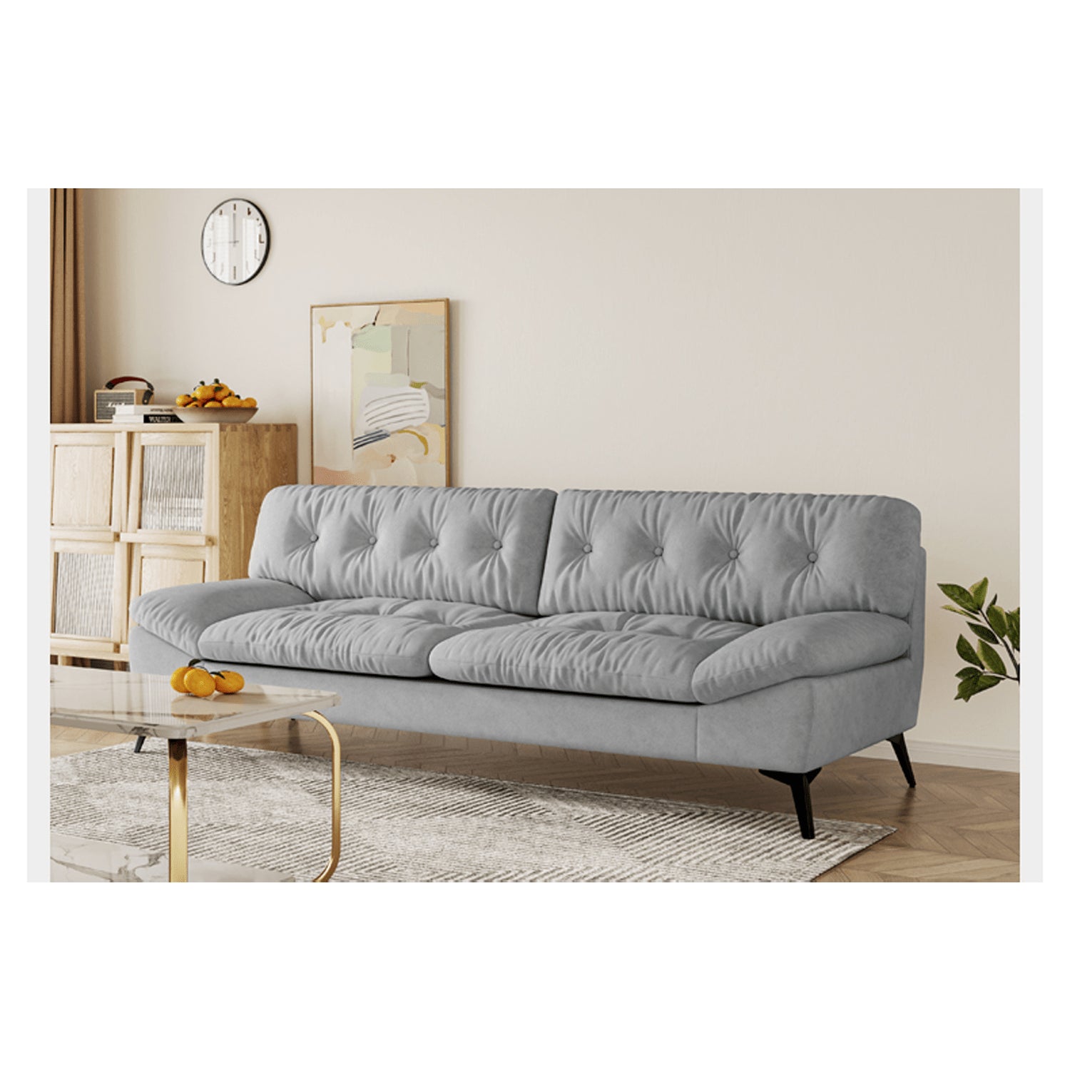 Stylish Modern Sofa in Premium Off White Techno Fabric - Comfortable, Durable & Elegant Seating jy-118