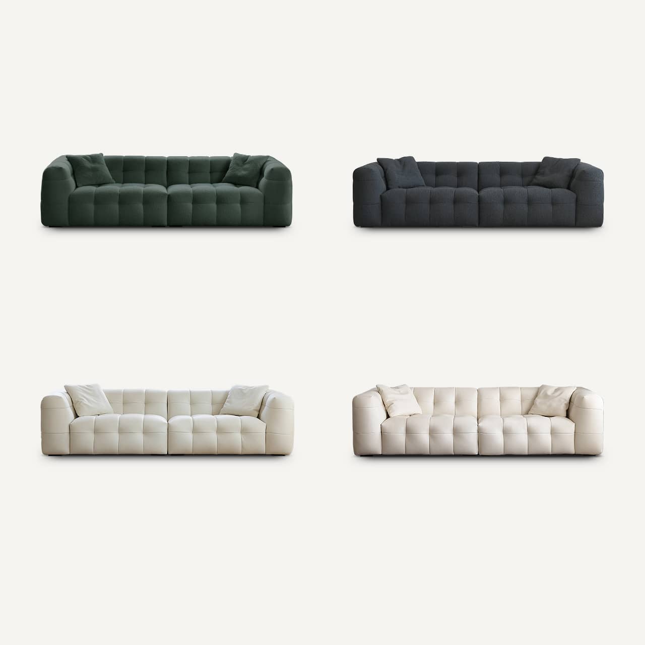 Luxury White Pine Sofa with Faux Lambswool and Down Silk Floss Comfort my-343