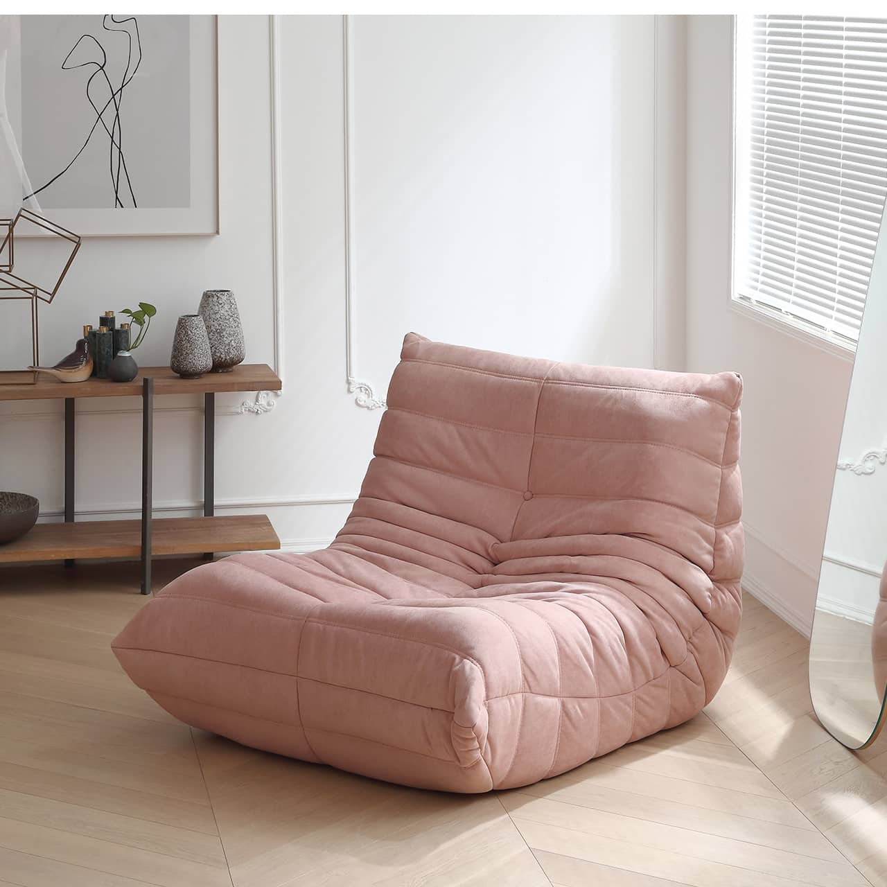 Scratch-Resistant Suede Sofa - Vibrant Orange, White, Pink, and Yellow Options my-345