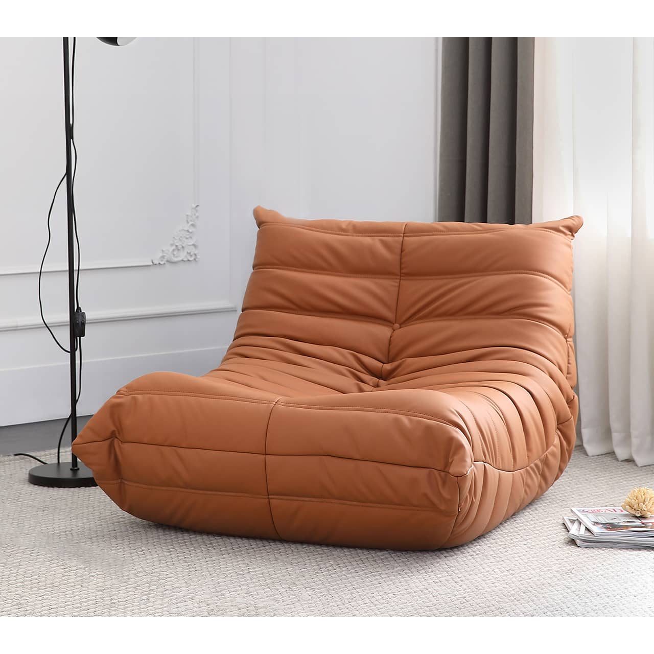 Scratch-Resistant Suede Sofa - Vibrant Orange, White, Pink, and Yellow Options my-345