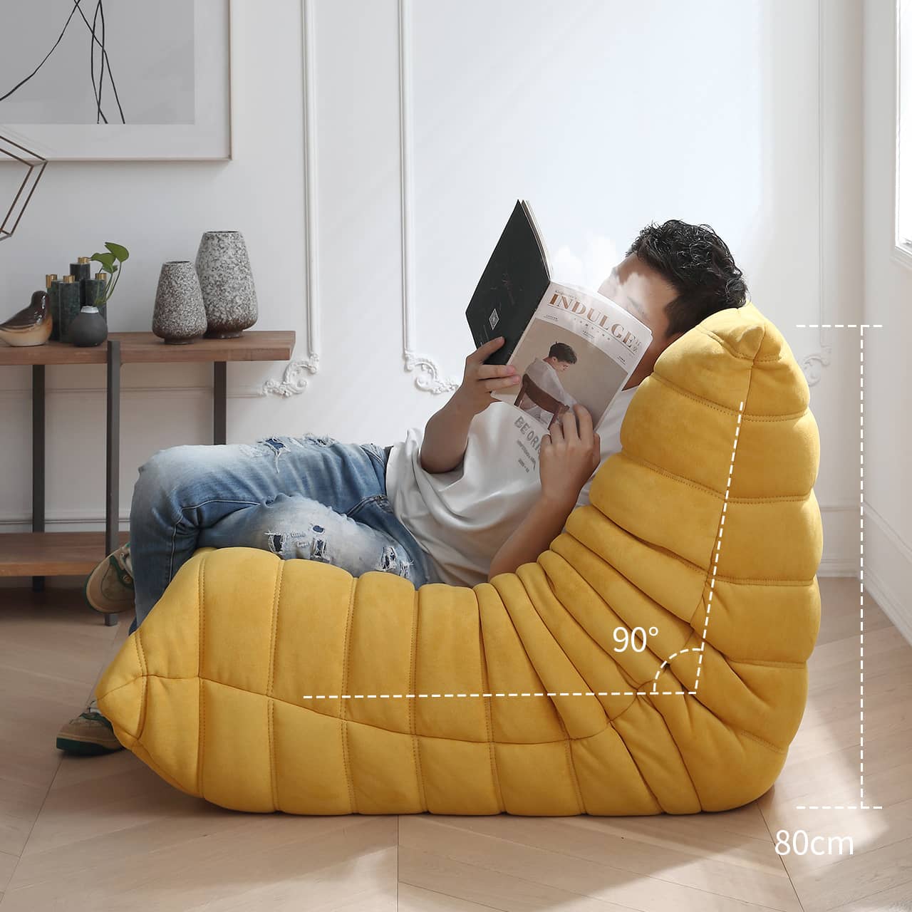 Scratch-Resistant Suede Sofa - Vibrant Orange, White, Pink, and Yellow Options my-345