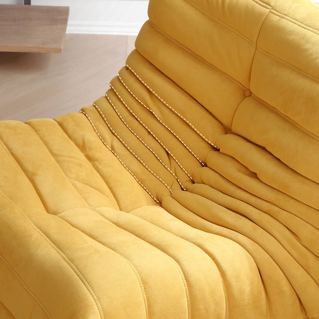 Scratch-Resistant Suede Sofa - Vibrant Orange, White, Pink, and Yellow Options my-345