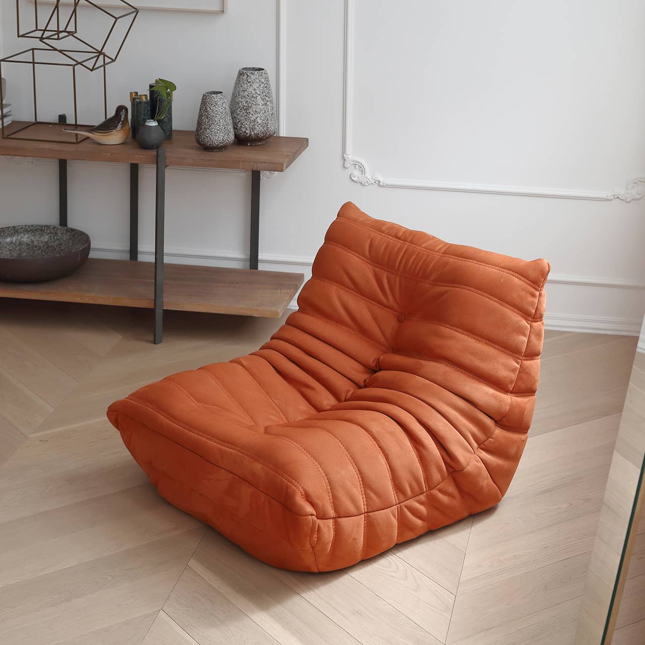 Scratch-Resistant Suede Sofa - Vibrant Orange, White, Pink, and Yellow Options my-345