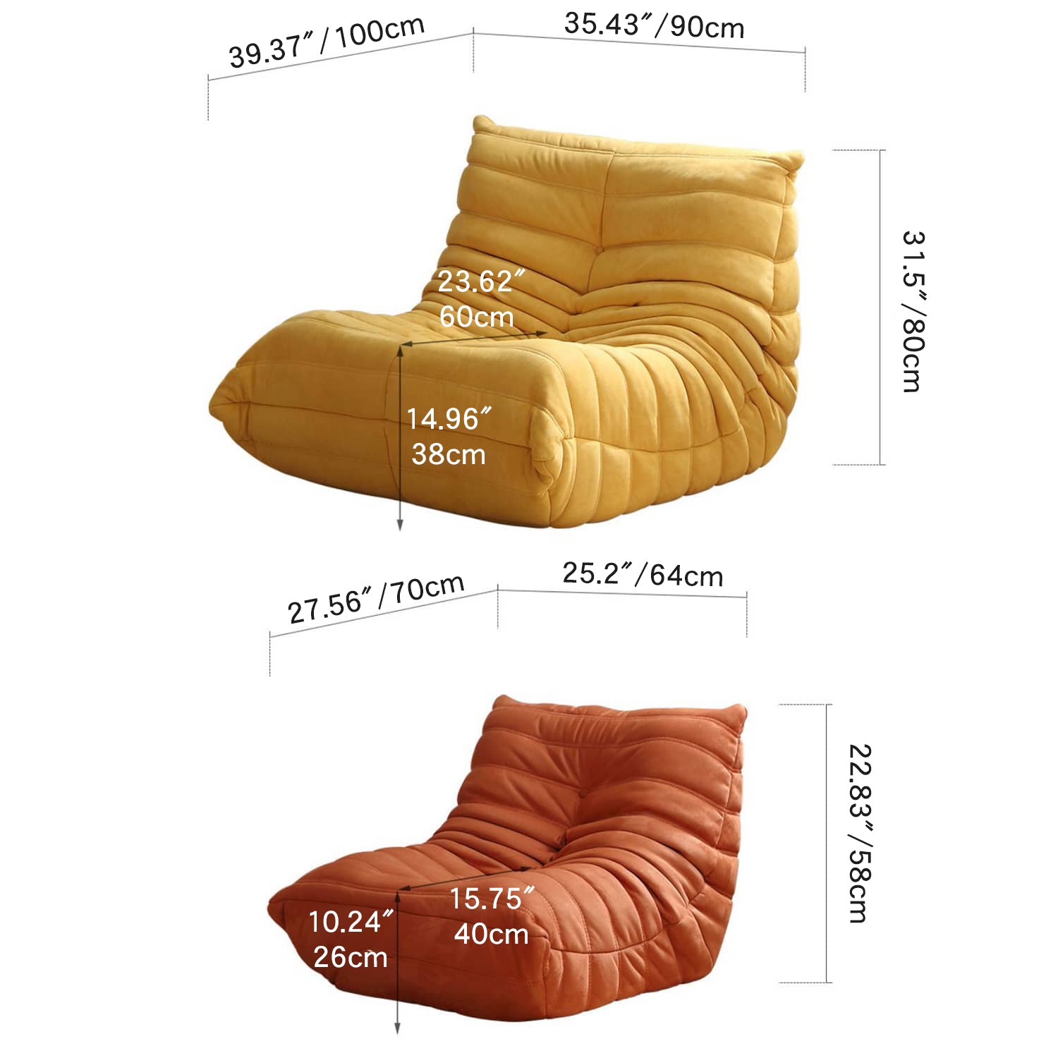 Scratch-Resistant Suede Sofa - Vibrant Orange, White, Pink, and Yellow Options my-345