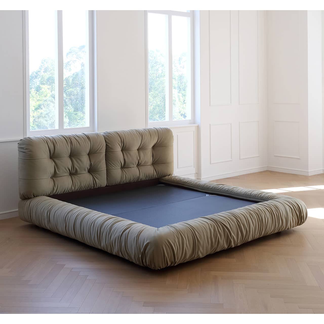 Luxurious Gray Pine Suede Down Bed for Ultimate Comfort my-377