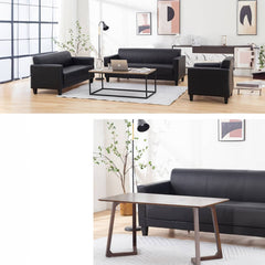 Luxurious PU Leather Sofa - Versatile Colors: Black, Light Brown, Off White, Wine Red, and Orange qm-4