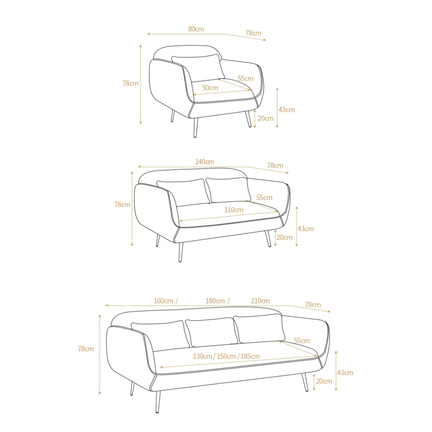 Stylish Multi-Color Sofa: Orange, Dark Green, Blue, Khaki & Brown Techno Fabric Cotton Blend qm-9