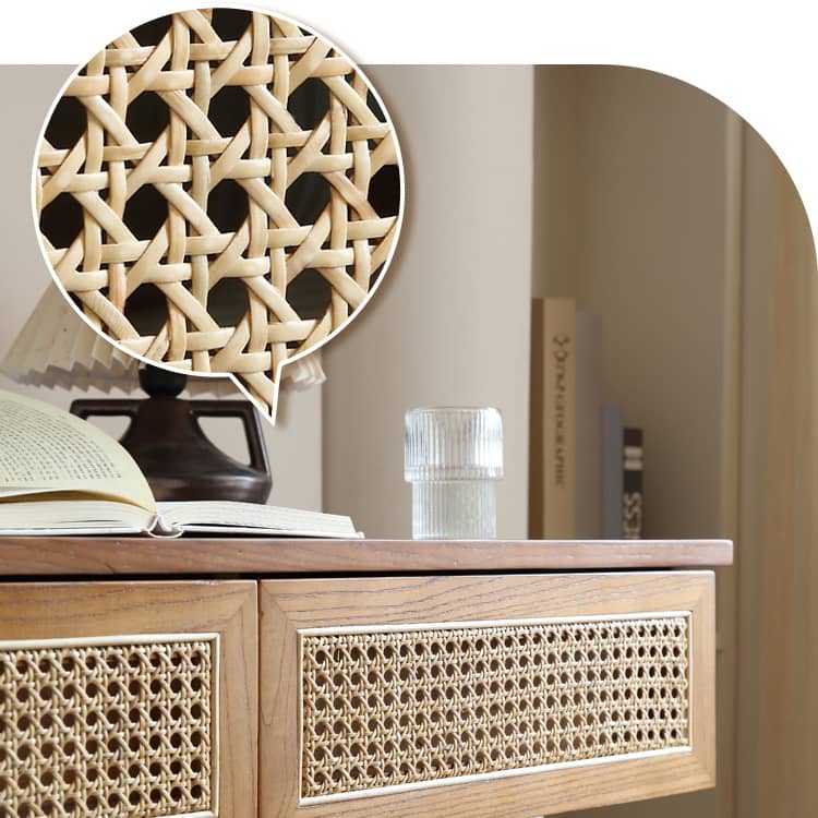Stylish Natural Wood Ash Rattan Chair with Synthetic Leather Seat tzm-524