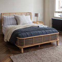 Natural Wood & Rattan Bedside Cabinet - Elegant & Stylish Nightstand for Bedroom Decor tzm-540