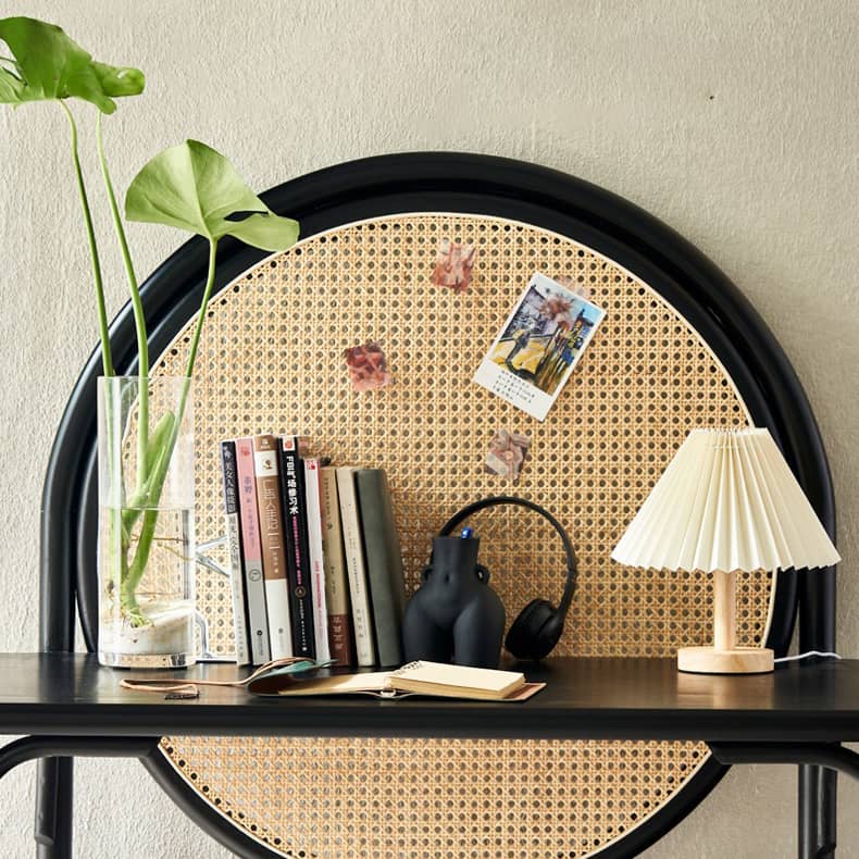 Modern Rattan & Ash Wood Chair with PU Leather and Stainless Steel Accents - Green & Orange Design tzm-551