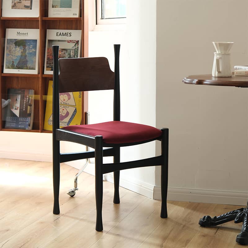 Stylish Ash Wood Chair with Red and Yellow Flannel Upholstery yw-228