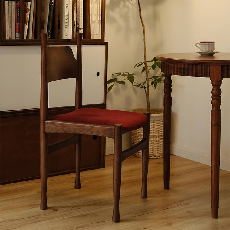 Stylish Ash Wood Chair with Red and Yellow Flannel Upholstery yw-228