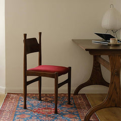 Stylish Ash Wood Chair with Red and Yellow Flannel Upholstery yw-228