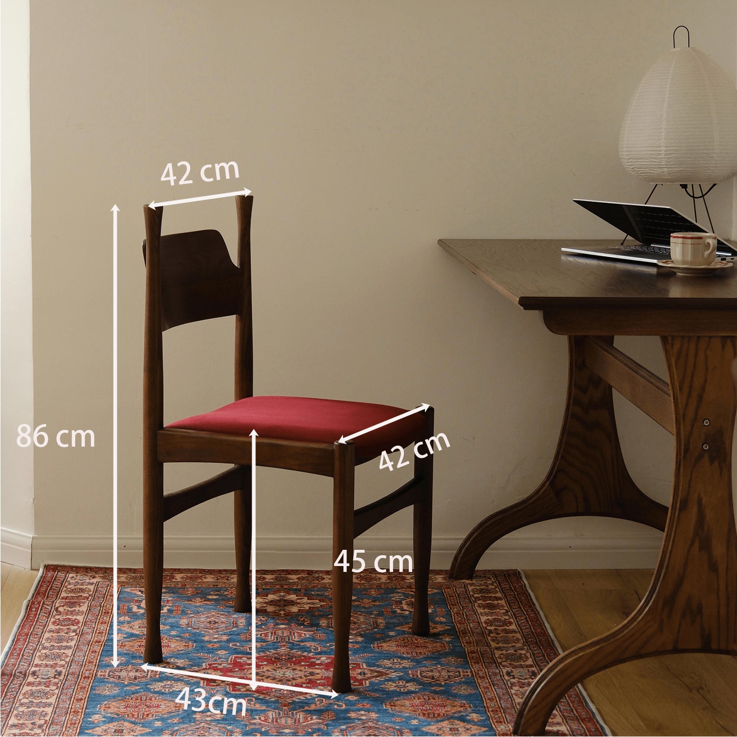 Stylish Ash Wood Chair with Red and Yellow Flannel Upholstery yw-228