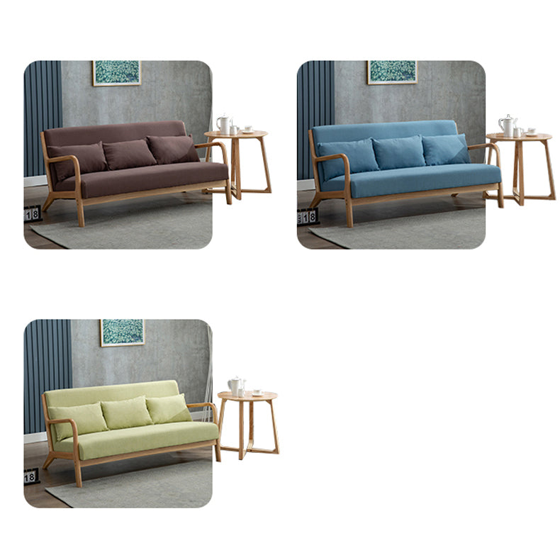 Stylish Gary Off-White Sofa with Blue, Brown, and Green Accents - Durable Rubber Wood Frame and Cotton-Ramie Blend Upholstery zsjj-97
