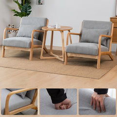 Elegant Off White Gary Stool - Rubber Wood & Soft Cotton-Ramie Cushion zsjj-99
